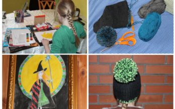 Helena-Reet: THE DAY full of handicraft with my daughter Ivanka Shoshana! Two knit bon-bon hats, paintings and an important information: “Mummy is fat and daddy is tall”