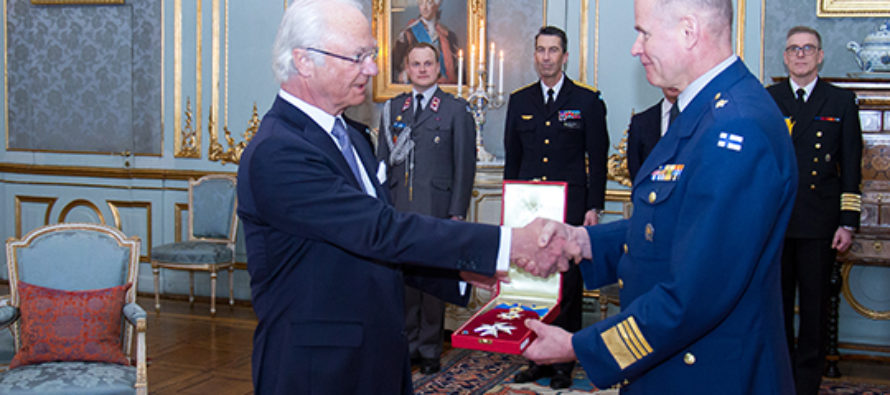 Sweden: General Jarmo Lindberg receives the Order of the Polar Star from The King