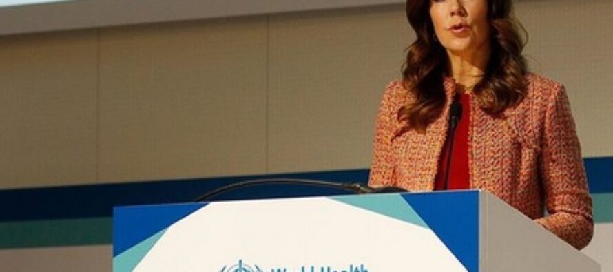 Crown Princess Mary of Denmark speaks about the importance of vaccination at a global health event