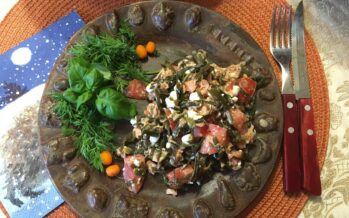 SEA CABBAGE SALAD with tuna fish, tomato, cottage cheese and pumpkin seeds